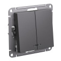 ATLASDESIGN 2-клавишный ВЫКЛЮЧАТЕЛЬ с подсветкой, сх.5а, 10АХ, механизм, БАЗАЛЬТ ATN001453