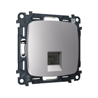 MO512005 Комплект механизма компьютерной розетки RJ-45 экранированной с автоматической защитной шторкой OMEGA Сталь матовый QUANT OP5120, VM185 AMBRELLA VOLT