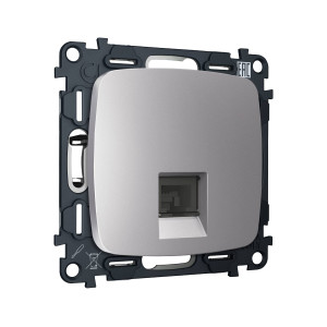 MO512005 Комплект механизма компьютерной розетки RJ-45 экранированной с автоматической защитной шторкой OMEGA Сталь матовый QUANT OP5120, VM185 AMBRELLA VOLT