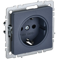 IEK BRITE BASE Маренго Розетка 1-м сз с защ шторк 16А РС14-1-0-БрМ