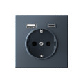 ARTGALLERY РОЗЕТКА 16А с 2 USB A+C, 5В/2,4А/3,0А, 2х5В/1,5А, механизм, ГРИФЕЛЬ GAL000732
