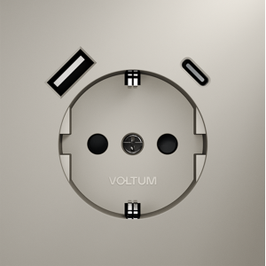 Розетка встраиваемая VOLTUM S70 с заземлением и защитными шторками, 16А, с USB, A+С, (кашемир)