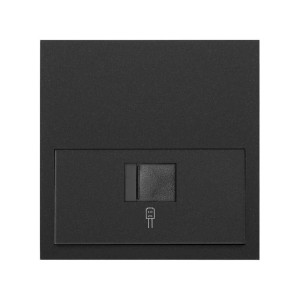 Simon 100 Черный матовый Кит 1 пост, фронт. Накладка на 1 розетку RJ45