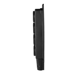 Розетка (колодка) четыхместная с крышкам каучук черная 2P+PE 250V 16А IP54 DYNEL