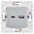 SKANDY Розетка USB A+C 18Вт SK-R13S серебряный IEK