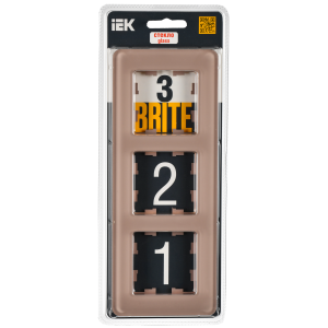 BRITE Рамка 3-местная РУ-3-2-Бр стекло дымчатый RE IEK