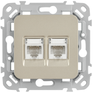 FLITE Розетка 2-местная компьютерная RJ45 категория 5Е UTP РК5е-2-0-ФлШ шампань IEK