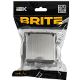 BRITE Розетка 1-местная с заземлением с защитными шторками и крышкой 16А IP44 РСбш10-3-44-БрГН металл хромникель IEK