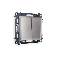 MA504020 Комплект механизма 2-кл выключателя с подсветкой 10000K ALFA Сталь матовый QUANT (AP5040, VM115, G17B) AMBRELLA VOLT