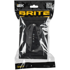 BRITE Розетка 2-местная с заземлением без защитных шторок 16А безвинтовое крепление в сборе РС22-3-БрЧ черный IEK