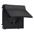MS808010 Комплект механизма электрической розетки SIGMA Черный матовый 50Hz 2PE сз сш и крышкой IP44 16A-250V QUANT PRO SP8080, PR141