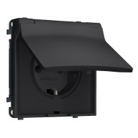 MS808010 Комплект механизма электрической розетки SIGMA Черный матовый 50Hz 2PE сз сш и крышкой IP44 16A-250V QUANT PRO SP8080, PR141