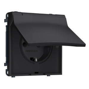 MS808010 Комплект механизма электрической розетки SIGMA Черный матовый 50Hz 2PE сз сш и крышкой IP44 16A-250V QUANT PRO SP8080, PR141