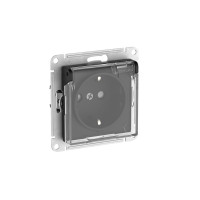 ATLASDESIGN AQUA РОЗЕТКА с зазем. со шт. с прозрач. крыш,16А,IP44, мех., быстрозажим. клем., КАРБОН ATN441046S