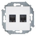 Розетка компьютерная 2xRJ45 Simon SIMON 15, скрытый монтаж, белый, 1591552-030