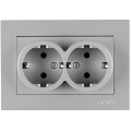 Arvia Electric, KAREN, Розетка с заземлением двойная, (серебро)