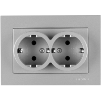 Arvia Electric, KAREN, Розетка с заземлением двойная, (серебро)