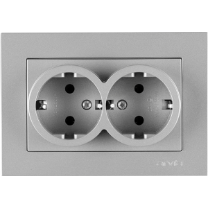 Arvia Electric, KAREN, Розетка с заземлением двойная, (серебро)