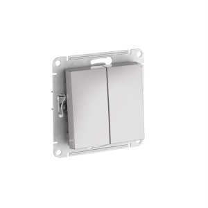 ATLASDESIGN AQUA 2-клавишный ВЫКЛЮЧАТЕЛЬ, IP44, сх.5, 10АХ, мех., быстрозажим. клем., АЛЮМИНИЙ ATN440351S