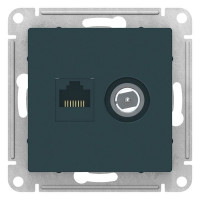 ATLASDESIGN РОЗЕТКА двойная ТВ + компьютерная RJ45 кат. 5e, механизм, ИЗУМРУД ATN000889