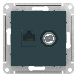 ATLASDESIGN РОЗЕТКА двойная ТВ + компьютерная RJ45 кат. 5e, механизм, ИЗУМРУД ATN000889