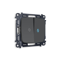 MO904020 Комплект механизма 2-кл выключателя с подсветкой 10000K OMEGA Графит мягкое касание QUANT OP9040, VM115, G17B AMBRELLA VOLT