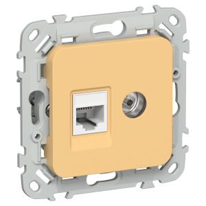 FLITE Розетка 2-местная RJ45/TV категория 5Е UTP РКТВ5е-2-0-ФлЗ золотарник IEK
