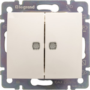 Механизм переключателя проходного 2-кл. СП Legrand Valena 10А IP31 250В с подсветкой 774212