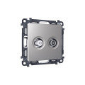 MA513310 Комплект механизма розетки TV оконечной + SAT 5-862MHz 3.5dB/950-2150MHz 3.5dB ALFA Сталь матовый QUANT (AP5133, VM217) AMBRELLA VOLT