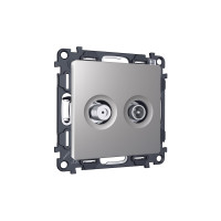 MA513310 Комплект механизма розетки TV оконечной + SAT 5-862MHz 3.5dB/950-2150MHz 3.5dB ALFA Сталь матовый QUANT (AP5133, VM217) AMBRELLA VOLT