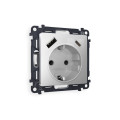 MA410010 Комплект механизма электрической розетки ALFA Серебро глянец 2USB AC 20W быстрая зарядка сз QUANT AP4100, VM160 AMBRELLA VOLT