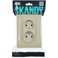 SKANDY Розетка 2-местная без заземления без защитных шторок для плоской вилки 10А SK-R03B стекло бежевый IEK