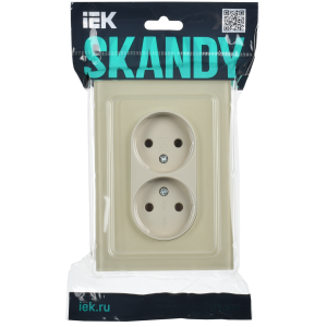 SKANDY Розетка 2-местная без заземления без защитных шторок для плоской вилки 10А SK-R03B стекло бежевый IEK