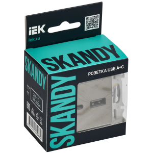 SKANDY Розетка USB A+C 18Вт SK-R13N металл никель IEK