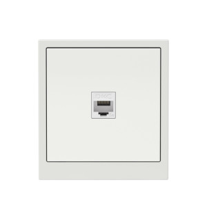 Компьютерная розетка RJ-45 без шторки, кат.5е одинарная, KANT, белый песок