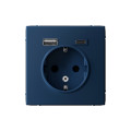 ARTGALLERY РОЗЕТКА 16А с 2 USB A+C, 5В/2,4А/3,0А, 2х5В/1,5А, механизм, АКВАМАРИН GAL001132