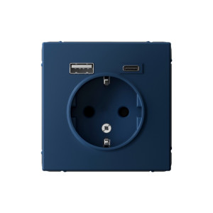 ARTGALLERY РОЗЕТКА 16А с 2 USB A+C, 5В/2,4А/3,0А, 2х5В/1,5А, механизм, АКВАМАРИН GAL001132