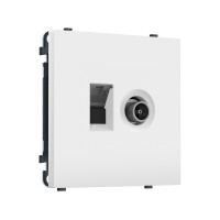 MS132510 Комплект механизма розетки компьютерной + TV оконечной SIGMA Белый матовый RJ-45 (8P8C) CAT6/50-870MHz 1dB с/ш QUANT PRO (SP1325, PR195)