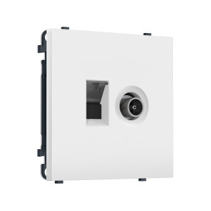 MS132510 Комплект механизма розетки компьютерной + TV оконечной SIGMA Белый матовый RJ-45 (8P8C) CAT6/50-870MHz 1dB с/ш QUANT PRO (SP1325, PR195)