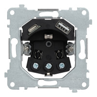 Механизм розетки 2к+з с USB A+C (32137) RIKETT