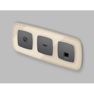 MO662005 Комплект механизма компьютерной розетки RJ-45 экранированной с автоматической защитной шторкой OMEGA Антрацит серый QUANT OP6620, VM185 AMBRELLA VOLT