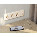 MA331010 Комплект механизма розетки ALFA Бежевый матовый 2USB AC 20W быстрая зарядка QUANT AP3310, VM177 AMBRELLA VOLT