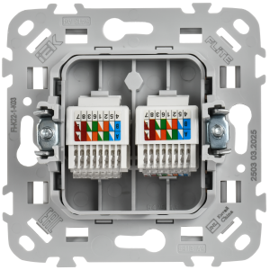FLITE Розетка 2-местная компьютерная RJ45 категория 5Е UTP РК5е-2-0-ФлС серый IEK