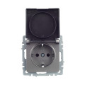 BRITE Розетка 1-местная с заземлением с защитными шторками и крышкой 16А IP20 РСбш10-3-БрС сталь IEK