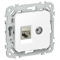 FLITE Розетка 2-местная RJ45/TV категория 6 STP РКТВ6-2-1-ФлБ белый IEK