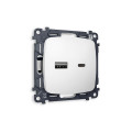 MO131010 Комплект механизма розетки OMEGA Белый матовый 2USB AC 20W быстрая зарядка QUANT OP1310, VM177 AMBRELLA VOLT