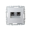 BRITE Розетка компьютерная двойная RJ45 кат.6 РК11-2-БрА алюминий IEK