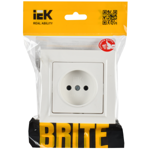 BRITE Розетка 1-местная без заземления без защитных шторок 10А в сб. РСР10-1-0-БрБ белый IEK