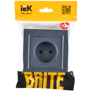 BRITE Розетка 1-местная без заземления без защитных шторок 10А в сб. РСР10-1-0-БрМ маренго IEK