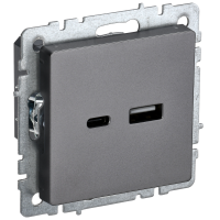 BRITE Розетка USB A+C 18Вт РЮ11-1-БрС сталь IEK